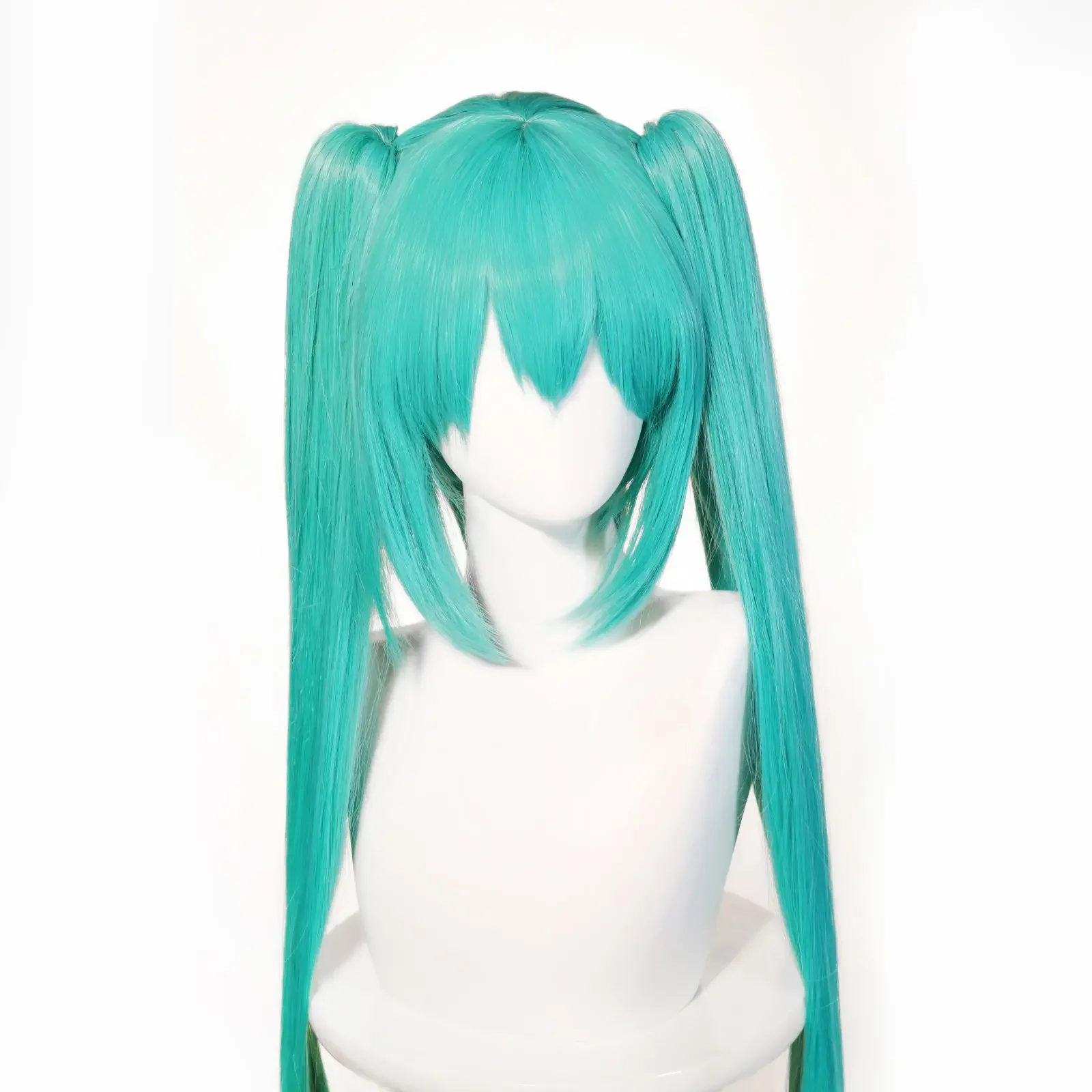 

2025Synthetic Long Green Wig with 2 Ponytails for Women Long Straight Miku Wigs with Bangs for Cosplay Wig for Halloween Party