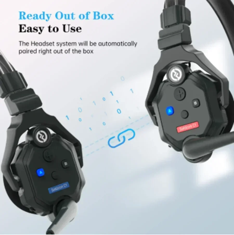 Solidcom C1 Full-Duplex Wireless Intercom Communication Headset Headphone Microphone