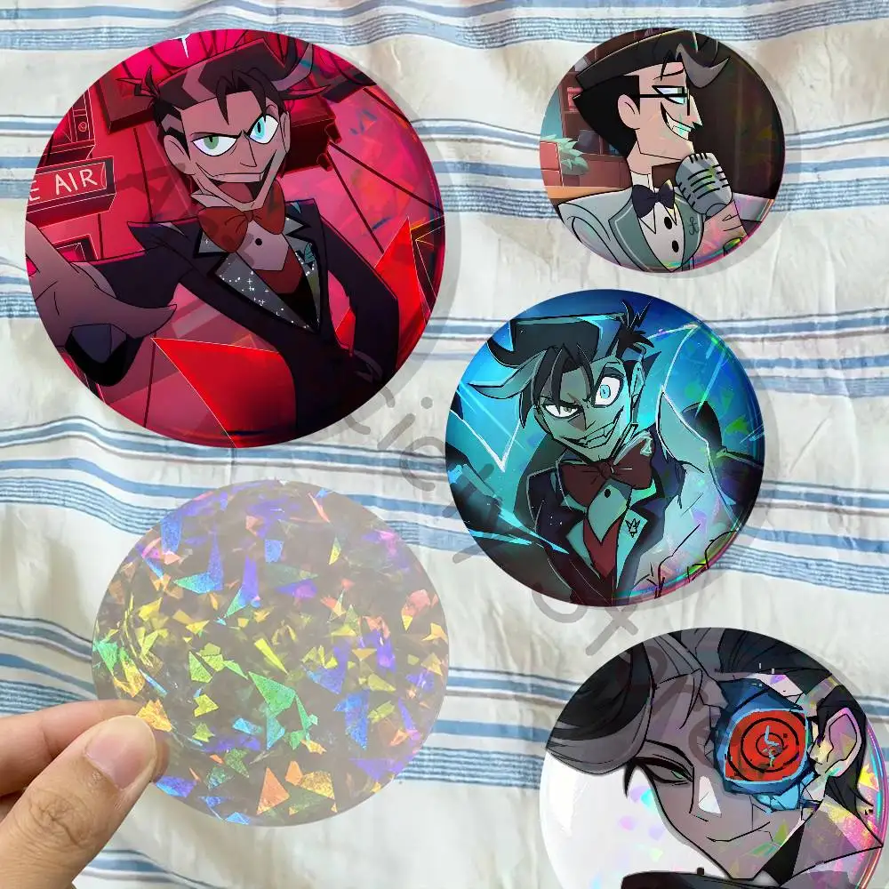 Vincent H-Hazbin H-Hotel Badges Creative Tinplate Button Pins Brooch Creative Quotes Badge Clothes Backpack Jewelry Gift Fan