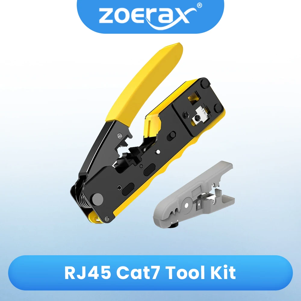 ZoeRax RJ45 Tool Network Crimper Cable Crimping Tools for RJ45 Cat7 Cat6 Cat5 RJ11 RJ12 Modular Plugs Metal Clips Pliers