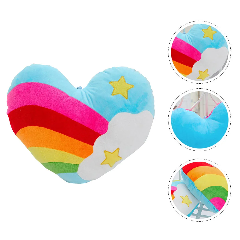 

Soft Love Heart Pillow Rainbow Pink Throw Pillows Shape Cushion Pp Cotton Office