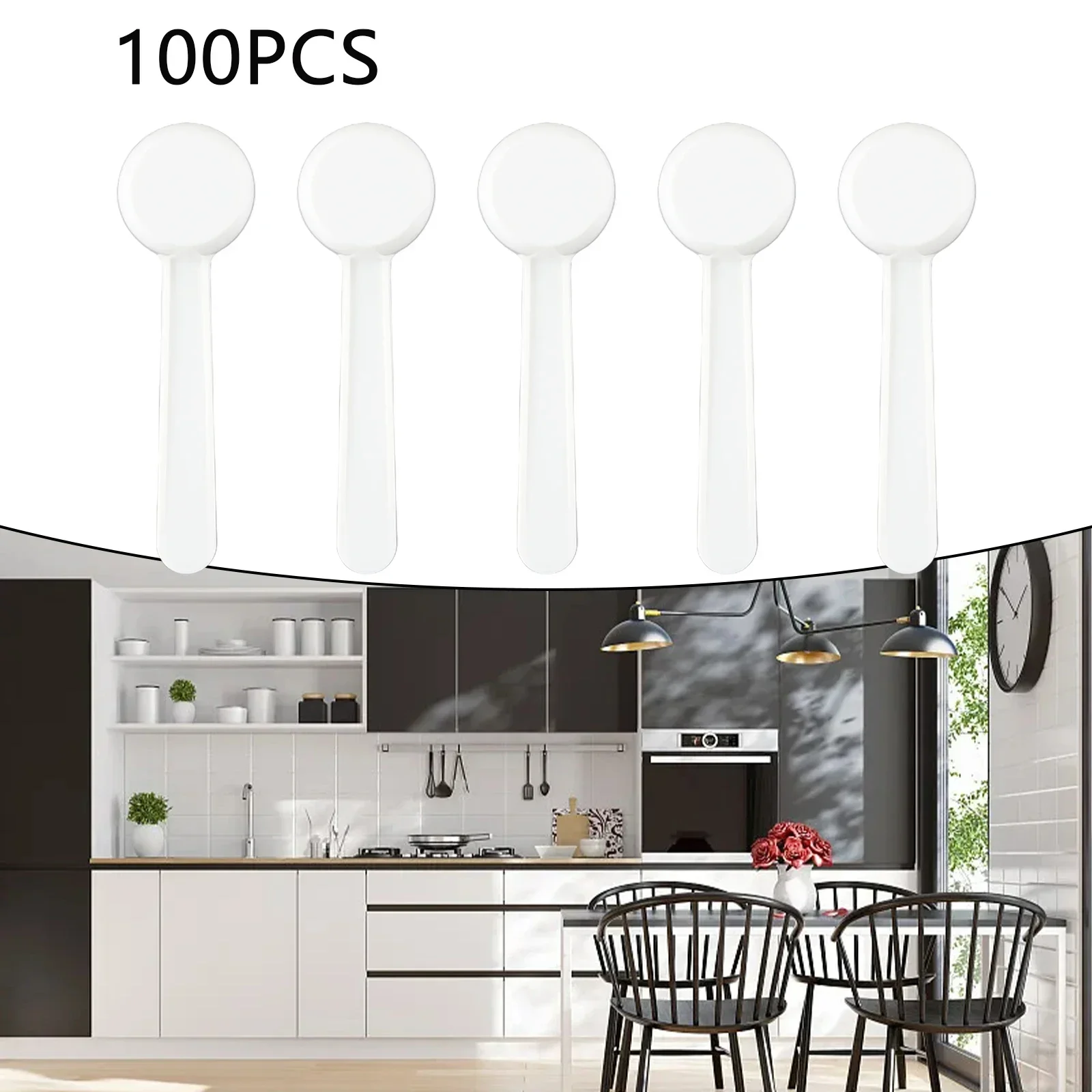 50/100pcs 10ml 5g Reusable Food Grade Spoon Plastic Measuring Scoop PP Measure Spoon Milk Coffee Teaspoon Milk Powder Kitchen