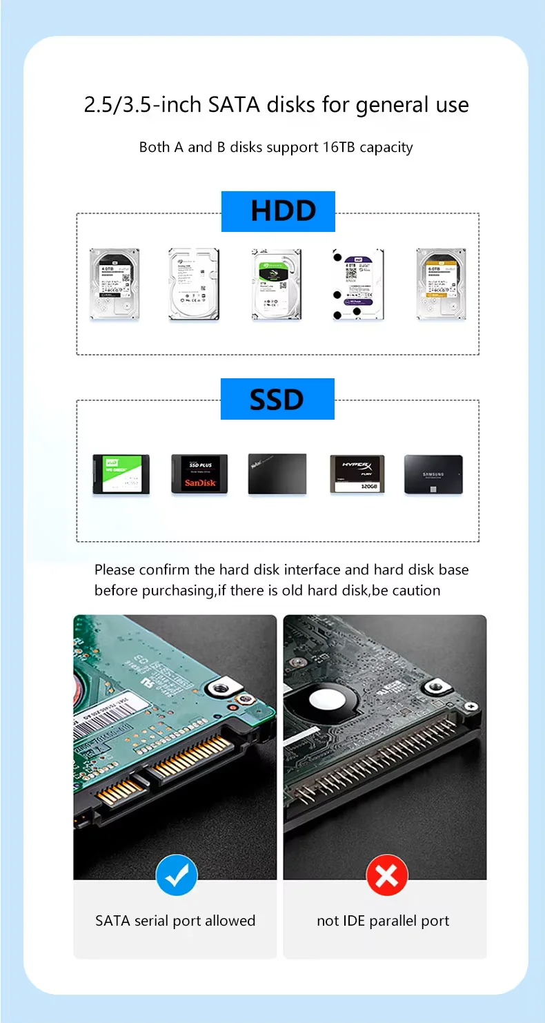 New Hard Drive Docking Station USB 3.0 To SATA HDD Docking Station for 2.5/3.5 Inch SATA HDD Enclosure and SSD Hard Drive Dock