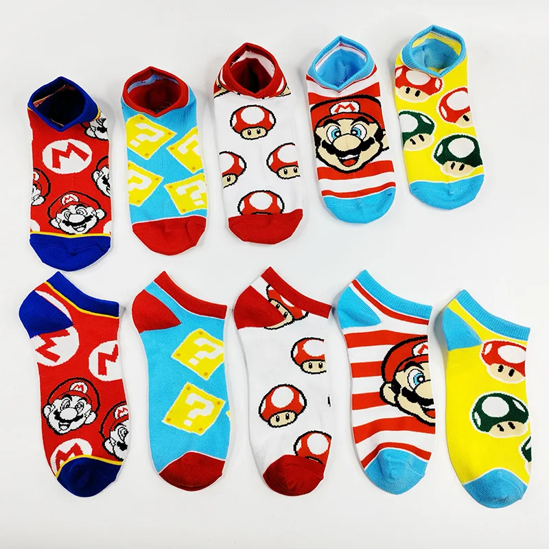 5/10 pairs of Super Mario socks, casual men's and women's socks, short socks, cartoon new socks, spring and summer gifts
