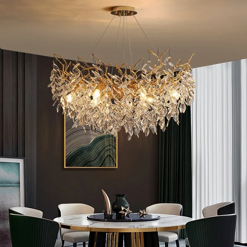 

Villa living room, creative personality designer, new luxury dining room crystal chandelier