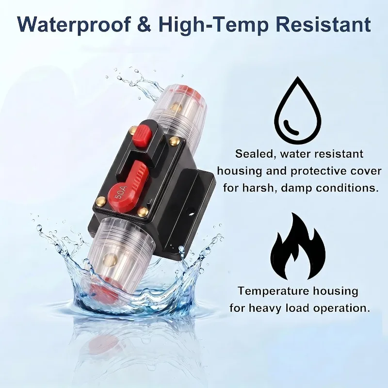 Circuit Breaker 12V 24V 20A 30A 40A 50A 60A 80A 100A Auto Car Bike Stereo Audio Solar Energy Circuit Breaker Reset Fuse Inverter