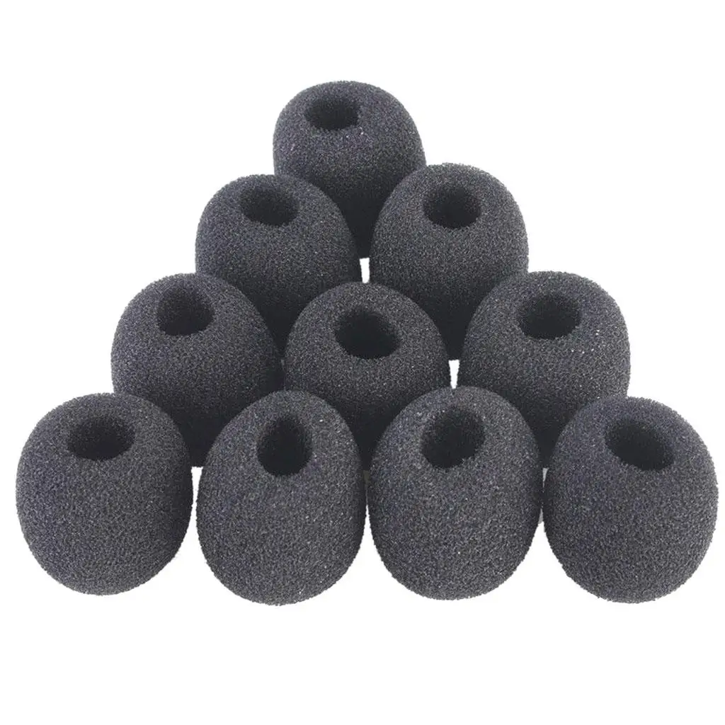 Pare-brise en mousse avec mini microphone, casque noir, pare-brise, 10 pièces