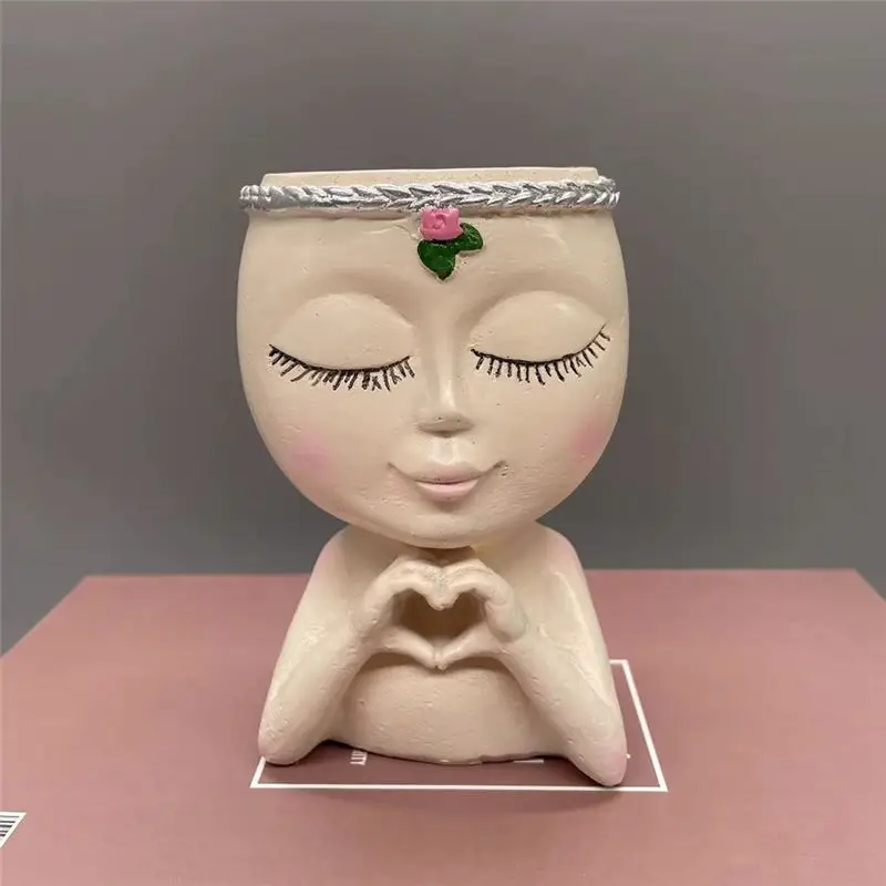 PZHI 1 PCS Face Planter Cute Planter, Resin Unique Plant Pots for , Flower Face Planter Pots Decorative