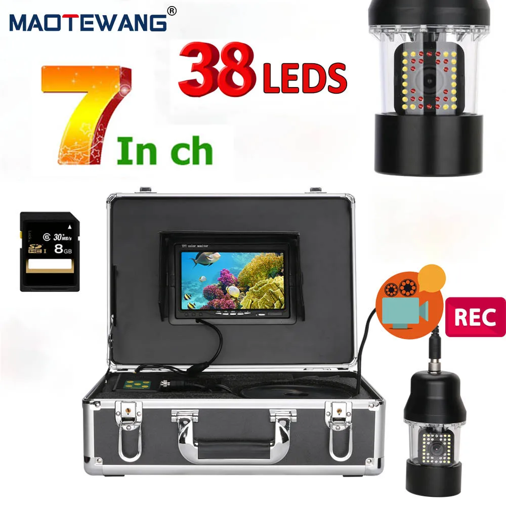 

DVR Underwater Fishing 7 inch Video Camera Fish Finder 38 LEDs 360 Degree Rotating Camera 20M/50M/100M IP68 Waterproof