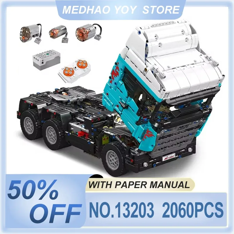 Veículo técnico de alta qualidade, brinquedos diy, molde king 13203 rc, cabeça de trator, bloco de construção, montagem de caminhão, tijolo, presente de natal para crianças