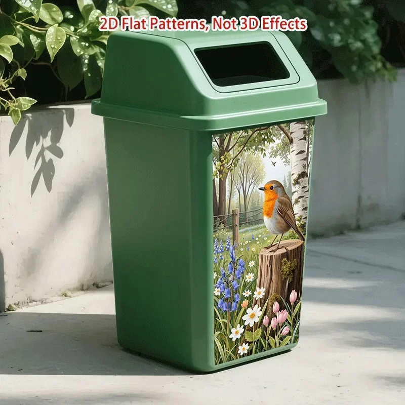 Robin Garbage Bin Sticker Self-adhesive Wall Decal for Kitchen Trash Cans Home Decor Contemporary Style Trash Recycle Stickers