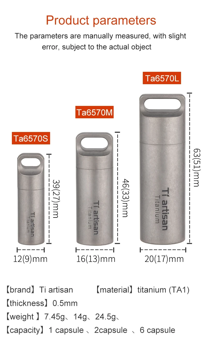 Tiartisan Titan Mini EDC-Werkzeuge Tragbare Versiegelte Medizinflasche für Zuhause und Outdoor Wasserdichte Titan-Pillendose – Detail 4