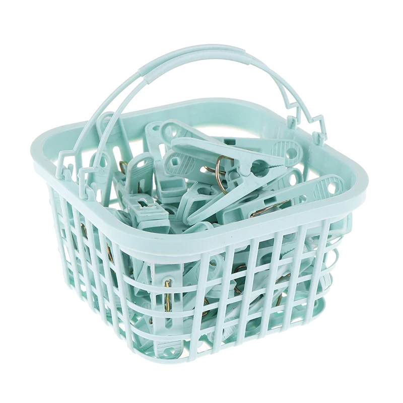 30 peças de prendedores de roupas de plástico à prova de vento clipes de lavanderia pequenos prendedores de roupa de secagem com cesta para jardim doméstico