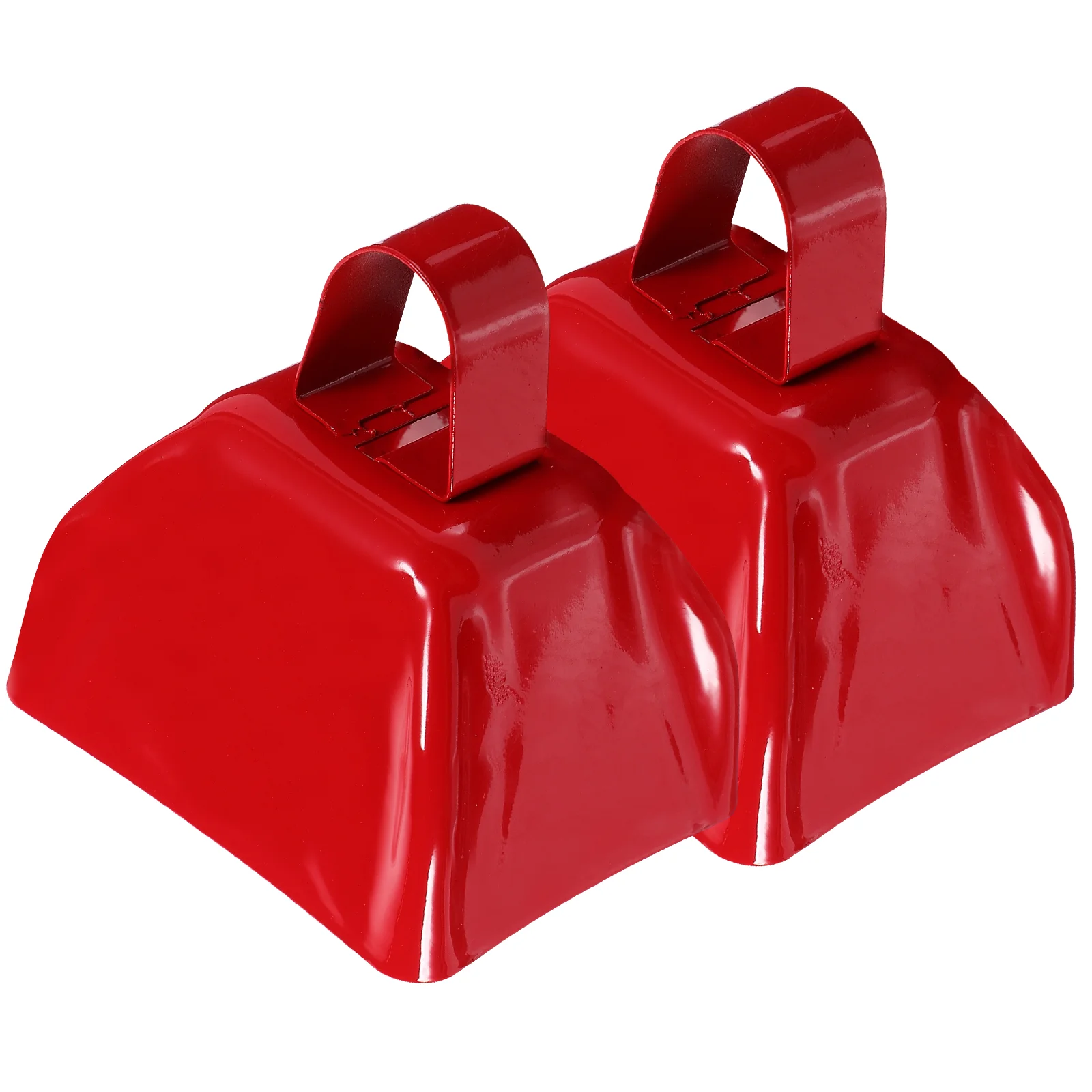 

2 Pcs Ring Chime Square Handle Bell Metal Cow Cowbells The Cattle Ornament Red For Football Games