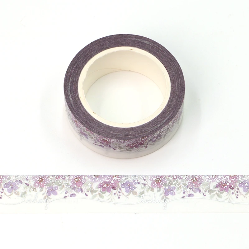 

2023 NEW 1PC. 10M Decor Foil Purple Floral & Today Valentine Adhesive Masking Washi Tapes Scrapbooking Journal Cute Stationery