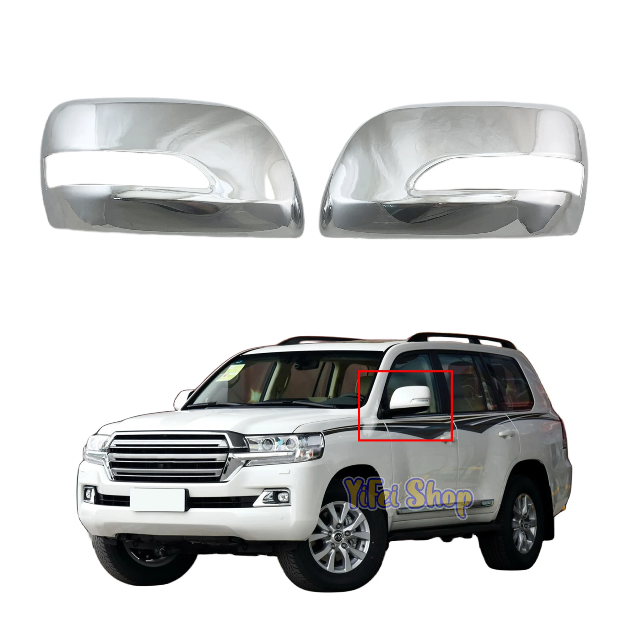 For Toyota Land Cruiser LC200 FJ200 200 2012 - 2019 Car Rearview Accessories Chrome Door Mirror Cover Trim Paste Style