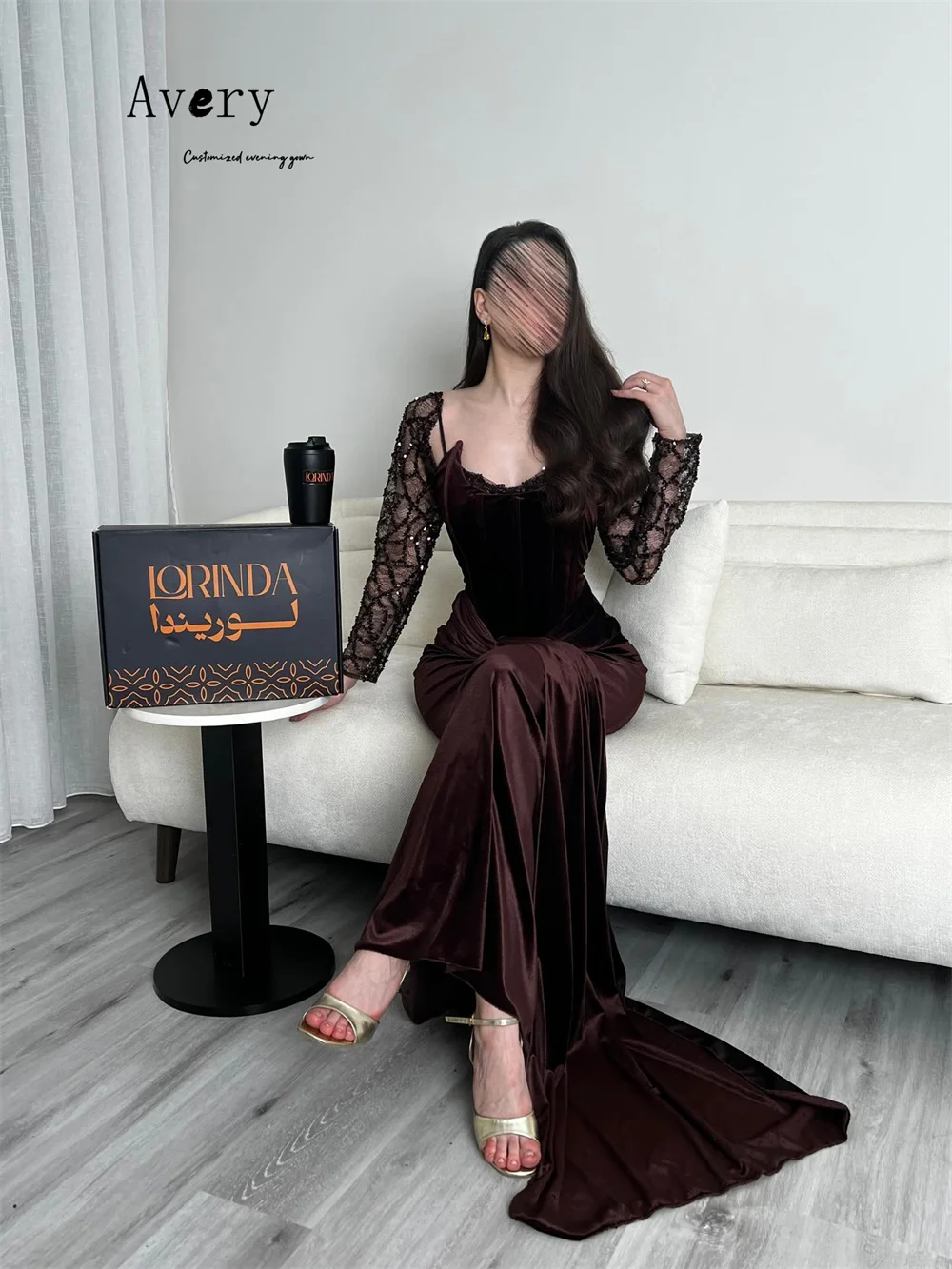 Avery Custom Borduren Fishtail Lange Mouw Sweetheart Avondjurken 2025, Luxe Vrouw Elegante Avondjurk Baljurk Jurk