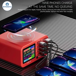 TenSai ShanBa No.1 No.2 15W Wireless Charging Station for iPhone Huawei Samsung Mobile Phone Burn-in Repair Current Detection