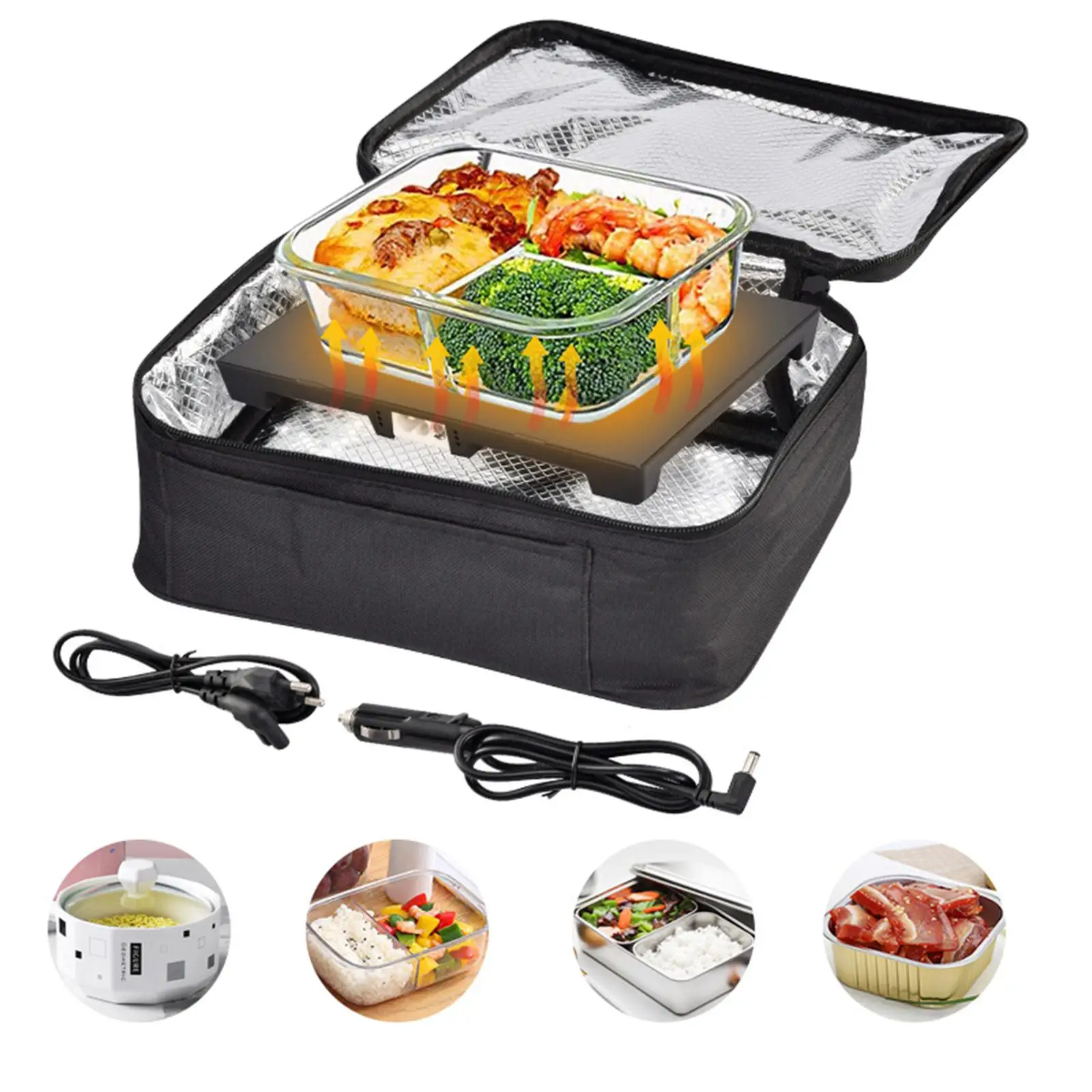 12V 220V Electric Heated Lunch Box Food Warmer Bag Thermal Insulation Oven for Home Office Travel Workplace