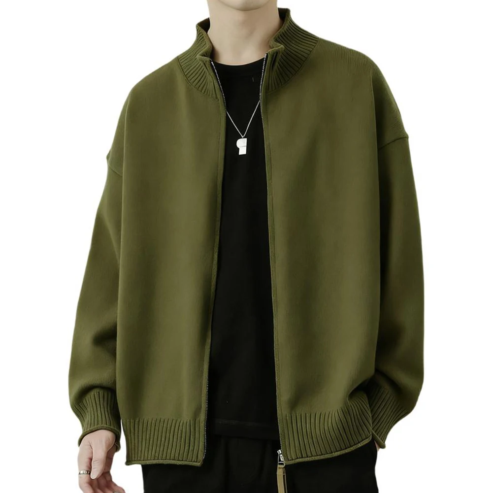 Cappotto invernale lavorato a maglia da uomo caldo e semplice con cerniera Capispalla casual