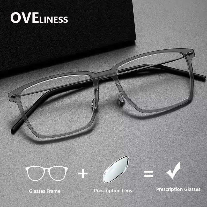 

Оптические квадратные безвинтовые очки, титановая оправа для очков, мужские и женские очки для близорукости, оправа для очков по рецепту, очки