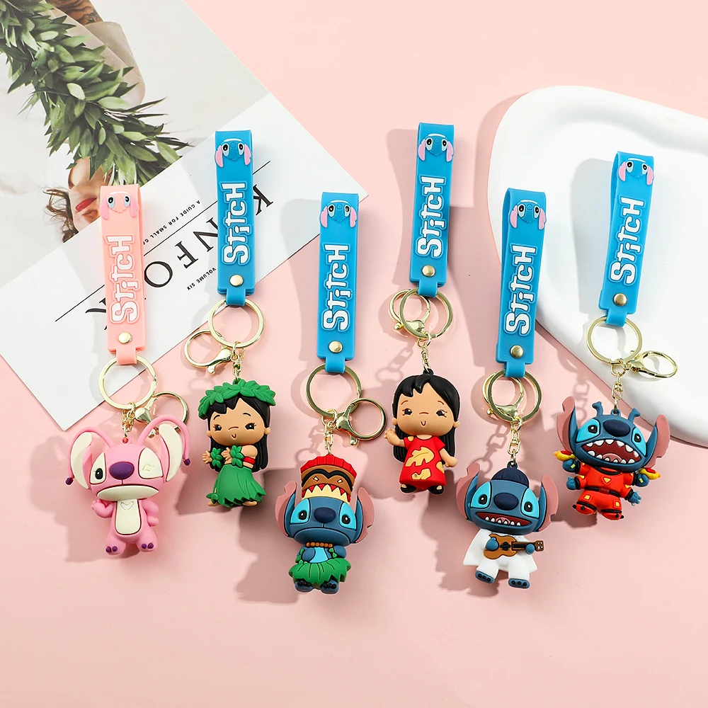 Anime Disney Keychain New Pirate Series Mickey Goofy & Stitch Doll Keychain Ornaments Car Pendant Kids Toy Gifts Christmas Gifts