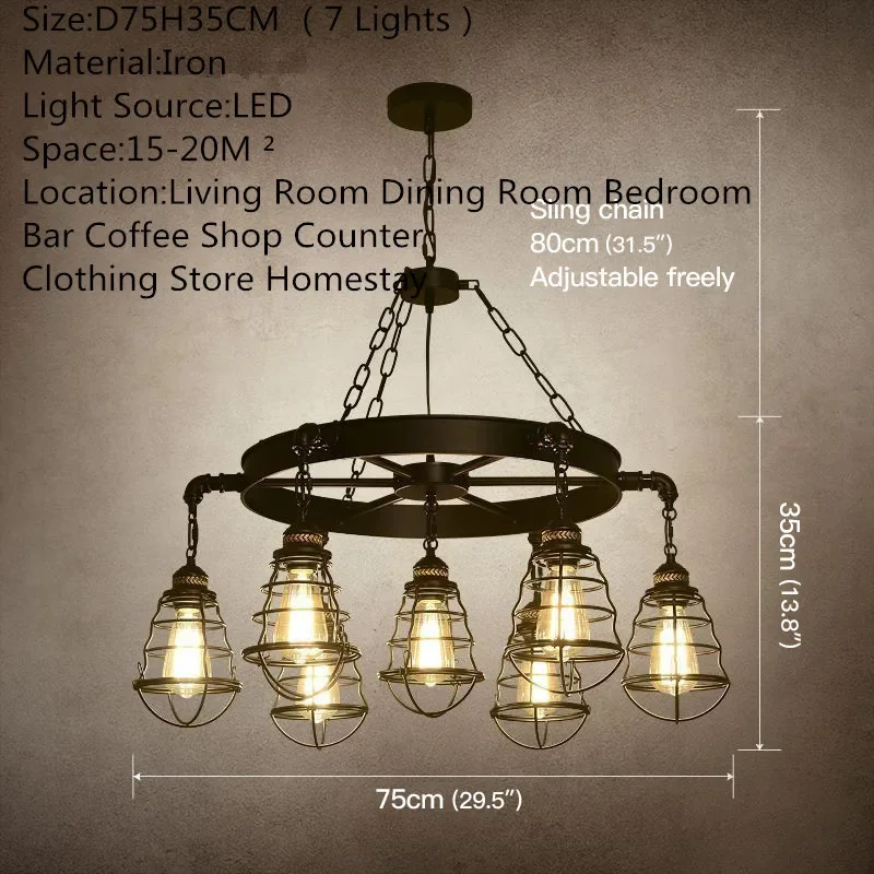 ANITA American Retro Pendent Lamp Industrial Wind Living Room Restaurant Loft Clothing Store Cafe Bar Box Homestay Chandelier