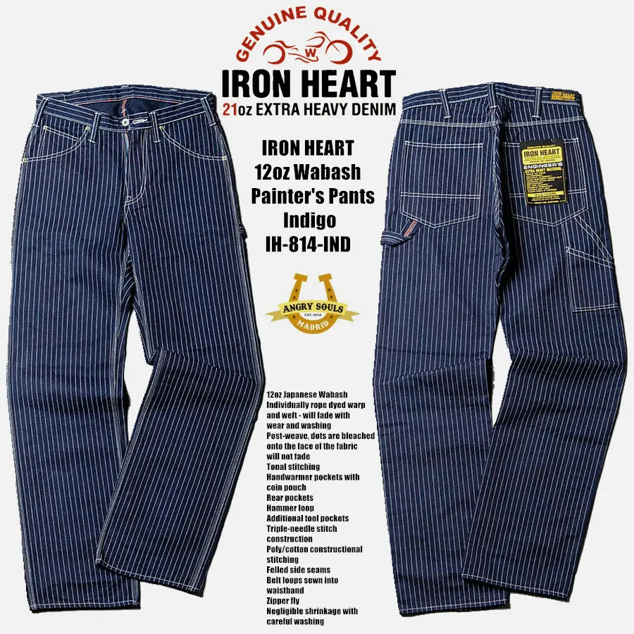 

IRON HEART Core 12oz striped engineer pants painter pants overalls