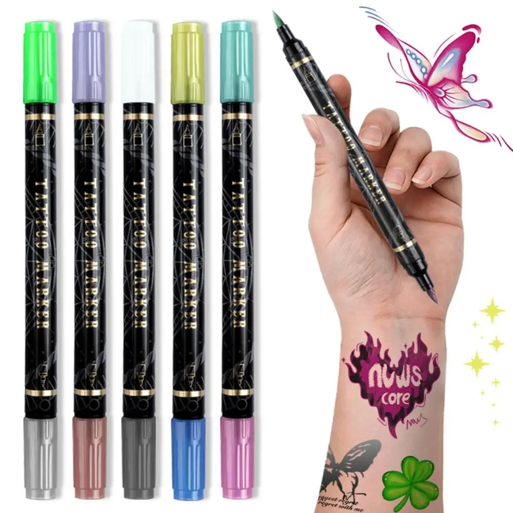 10 Colors Temporary Tattoo Pen Easy Wash Off Water-Based Tattoo Marker Pen Non-Toxic Tattoo Doodle Pen