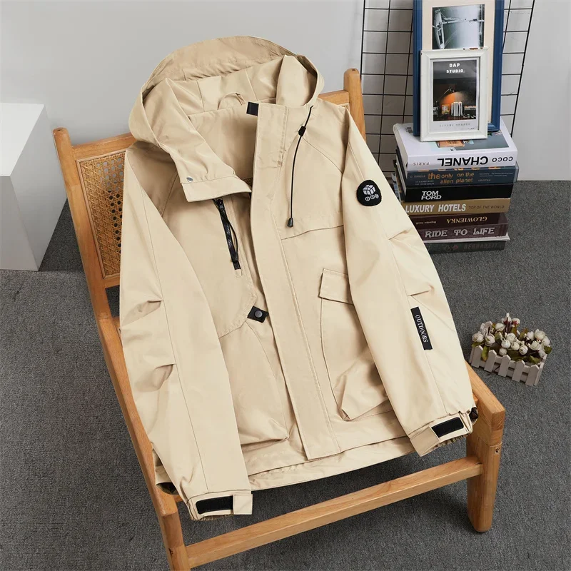 

Khaki Windbreaker Men's Hiking Jacket New Sle Loose Workwear Windproof Waterproof Outdoor Softshell Coat Outerwear Jackets Men