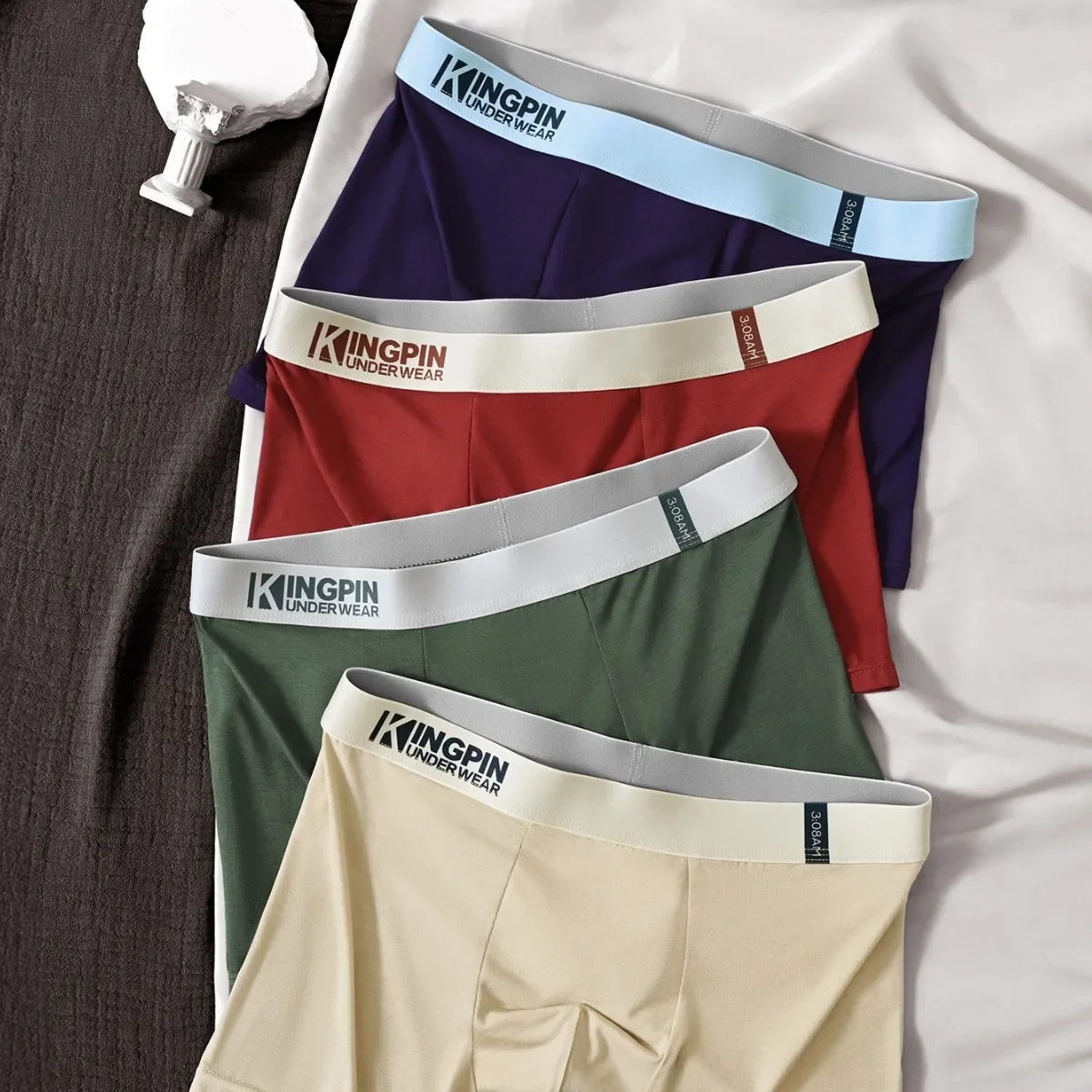 4pcs Bamboo Fiber Men's Antibacterial Comfortable Flat Underwear Student Underwear Fashionable and Simple Four-color Optional