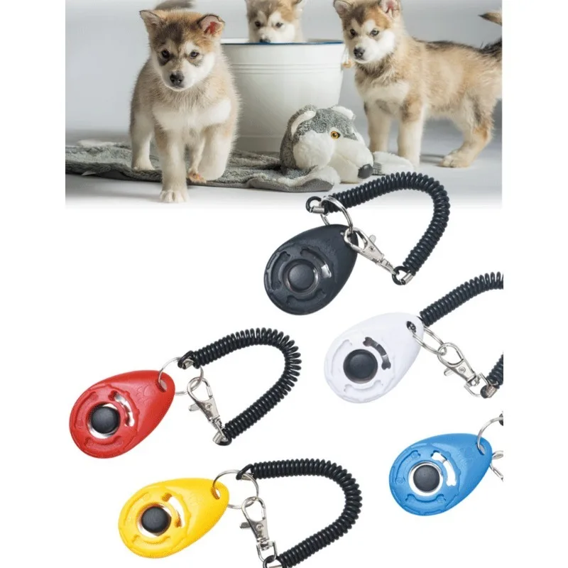 Dog Training Clicker Pet Cat Plastic New Dogs Click Trainer Aid Tools Adjustable Wrist Strap Sound Key Chain Dog Supplies