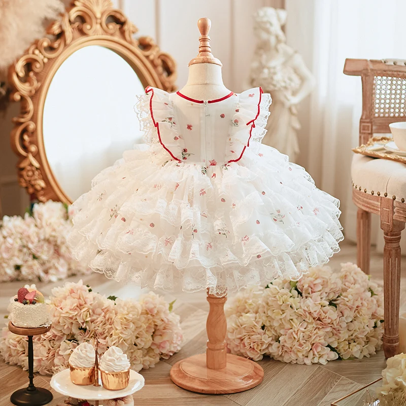 Vestido de princesa Lolita española para niñas, vestido de baile de fiesta de cumpleaños, Eid, Pascua, encaje, Boutique de España