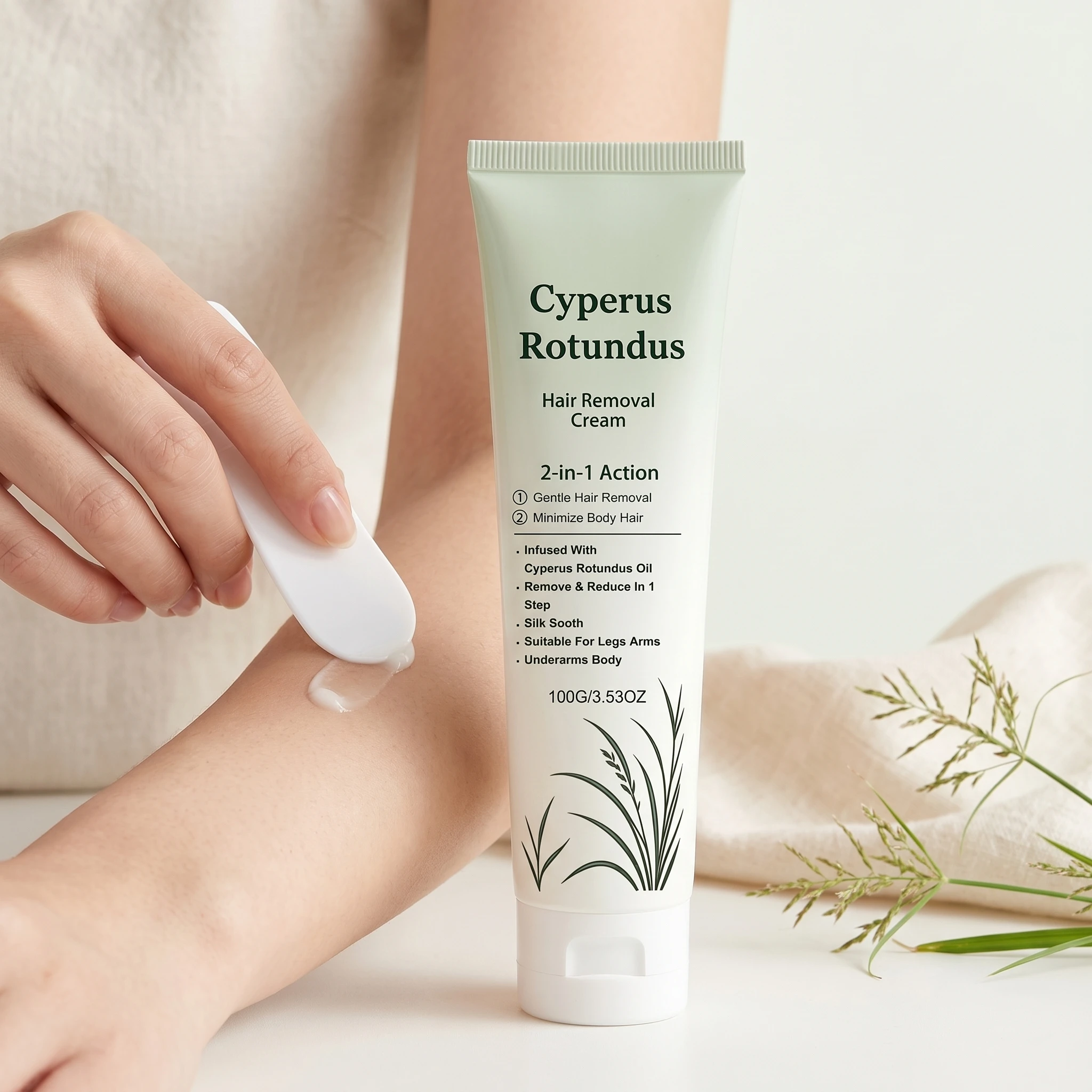 Cyperus Rotundus Hair Removal Cream For Leg Arms Underarm Full Body Hair Remover Fast Acting Gentle Soothe Redness Smooth Skin