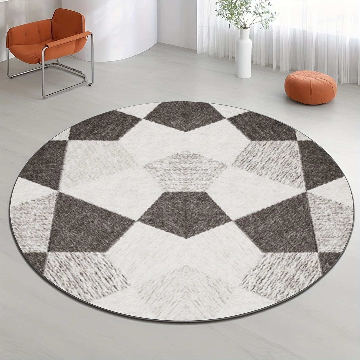 Elegant White Pink Yellow Blossom Floral Round Commercial Floor Rug Welcome Decor For Bedroom Living Room