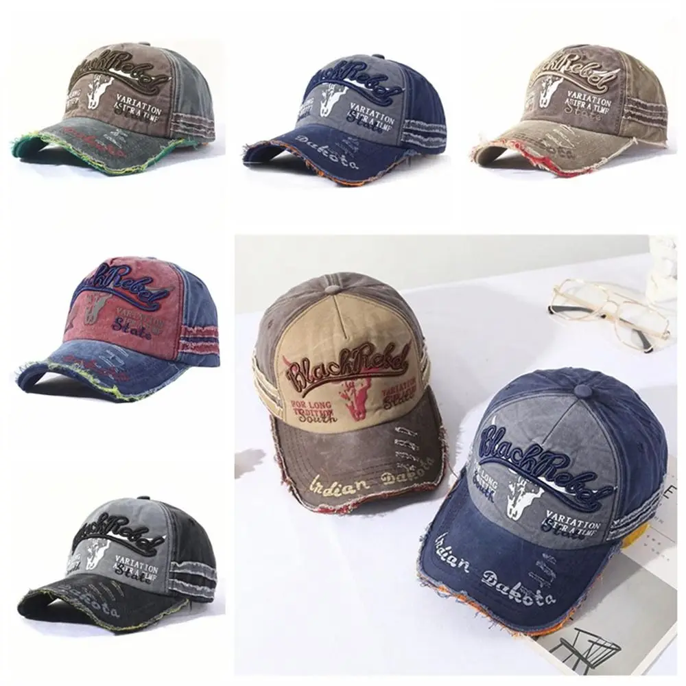 Vintage bejsbolówka z literami moda Retro jeansowa czapka typu Snapback czapka taty regulowana zmiękczana bawełna czapka typu Trucker lato jesień