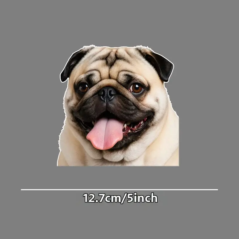 1Pc2D Car Stickers - Adorable Smiling Pug Dog Design with a Playful Expression. Self-Adhesive And Waterproof. Perfect for Smooth