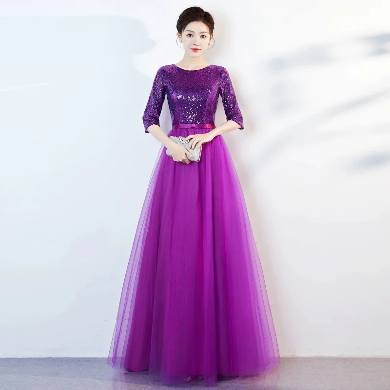 فستان طويل أداء جوقة المرأة التقليدية الفيتنامية مساء مأدبة حفلة شيونغسام #2