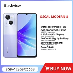 Blackview OSCAL MODERN 8 Ultra Thin Smartphone Android 6.75inch Display 8GB+128GB/256GB Mobile Phone 50MP Camera 6000mAh 18W