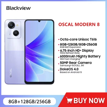 Blackview OSCAL MODERNO 8 Smartphone ultrafino Android Pantalla de 6,75 pulgadas 8GB + 128GB/256GB Teléfono móvil Cámara de 50MP 6000mAh 18W