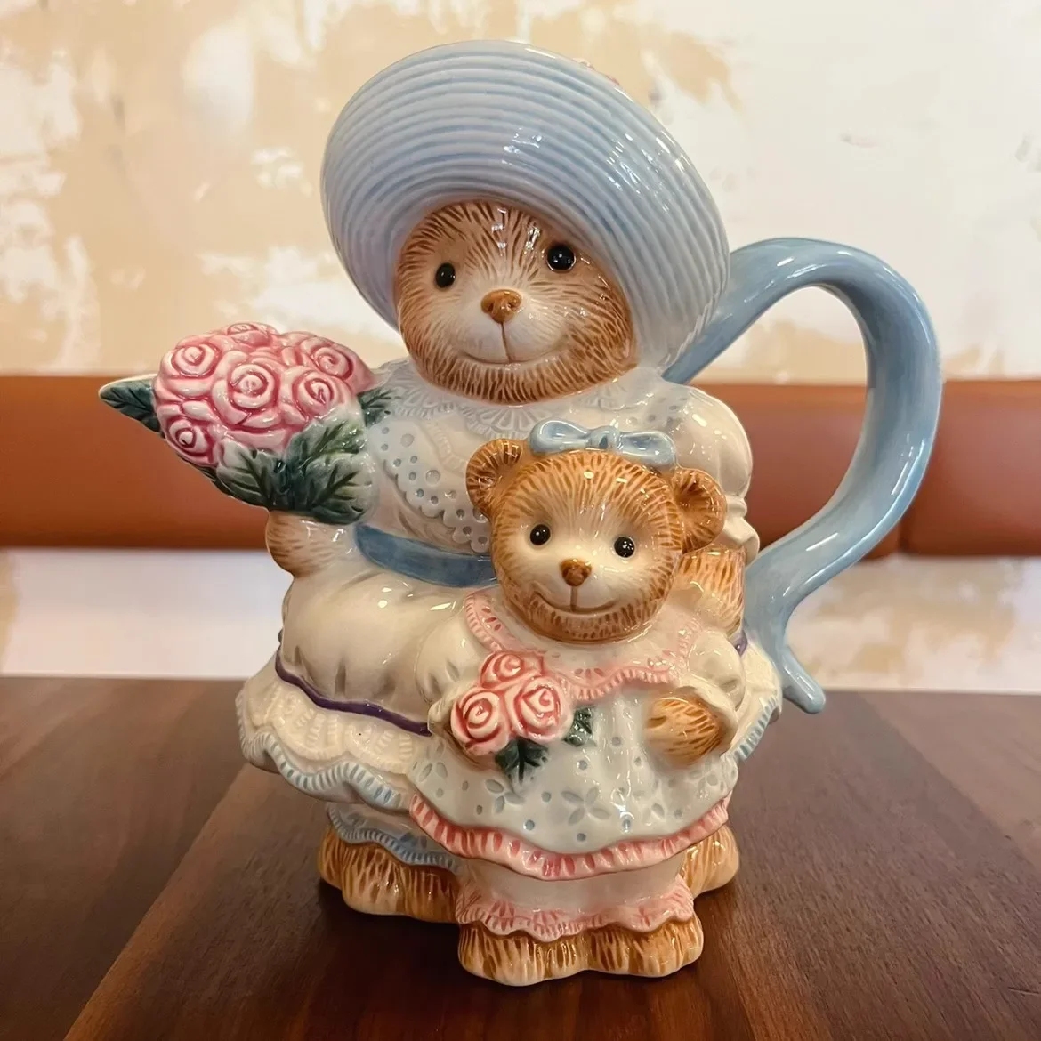 Ceramic Bear Sculpture for Couples, Coffee Pot Set, Porcelain Figurine, Wedding Gift, Mug Cup, Valentine's Day Present