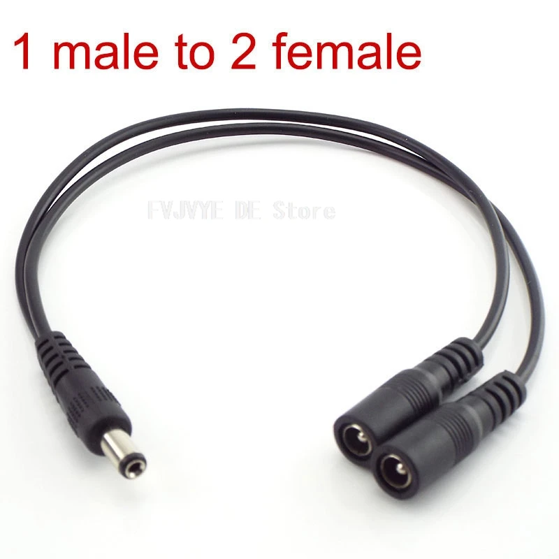 5.5mm*2.1mm 1 Female To 2 Male Connector Male To Female Plug DC Power Splitter Cable LED Strip Light Power Supply Adapter D5
