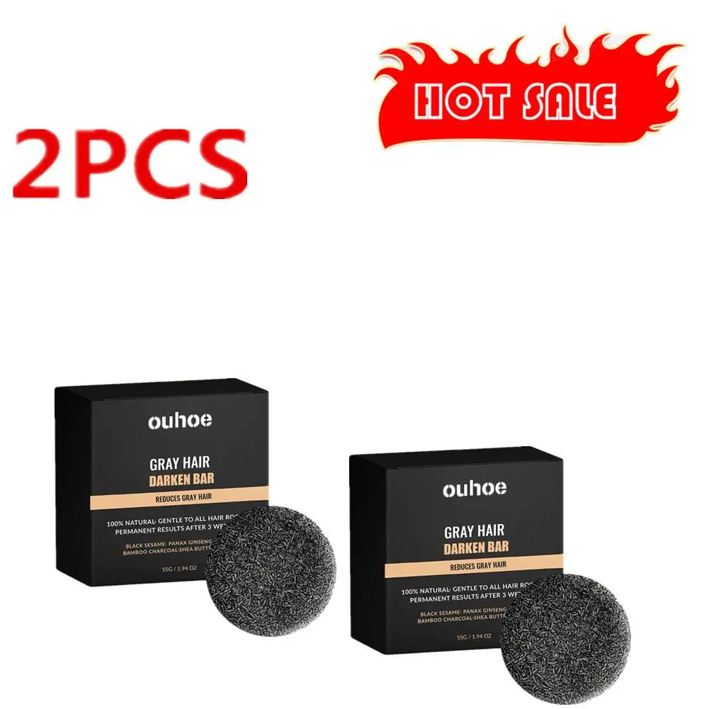 

2PCS Hair Darkening Shampoo Bar Soap Anti Dandruff Deep Cleansing Improve Itchy Head Frizz Black Nourishment Beautiful Hair Care