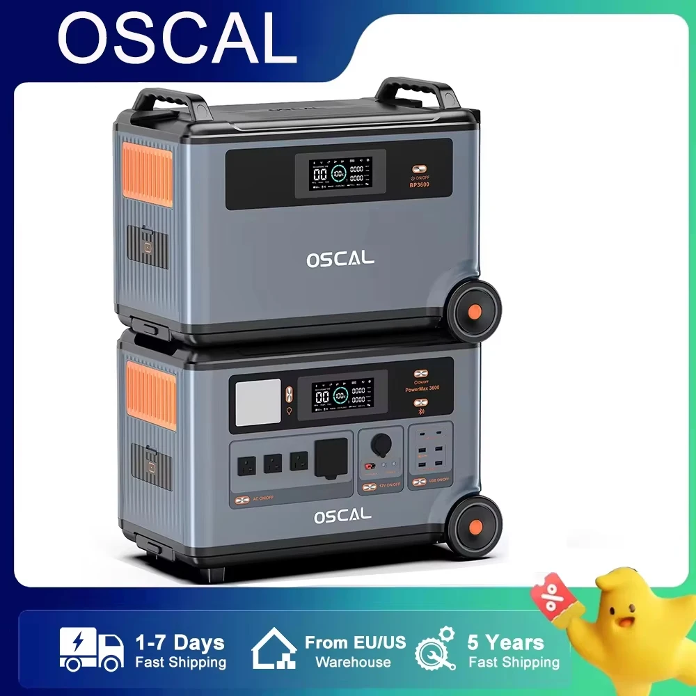 

OSCAL Power Station 3600WH Portable Power Bank 3600W (7200W Peak）BP3600 Battery Pack 3600WH Lifepo4 Battery Charging Station