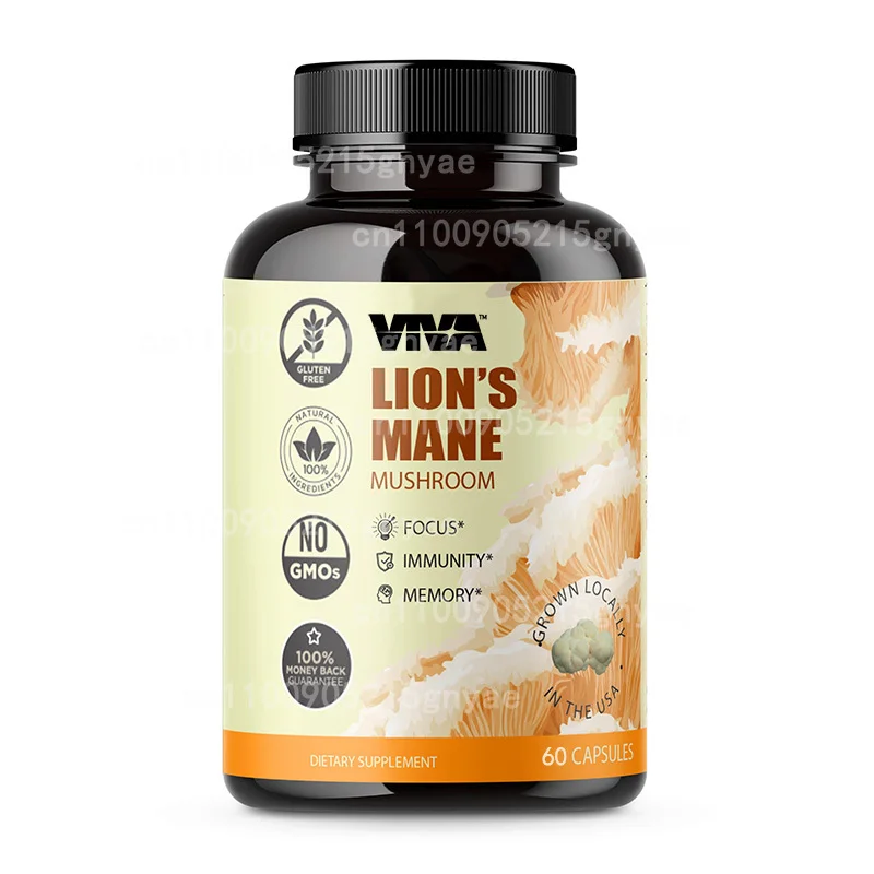 

Lion Mane Supplement Capsule, Lion Mane Mushroom 1200mg, Non GMO, Non Gluten, Vegetarian Friendly