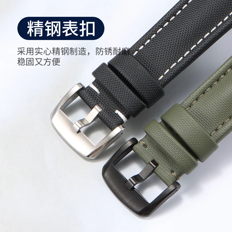 Correa de cuero genuino con textura inspirada en nailon Compatible con el reloj de colaboración Blancpain x Swatch Fifty Fathoms