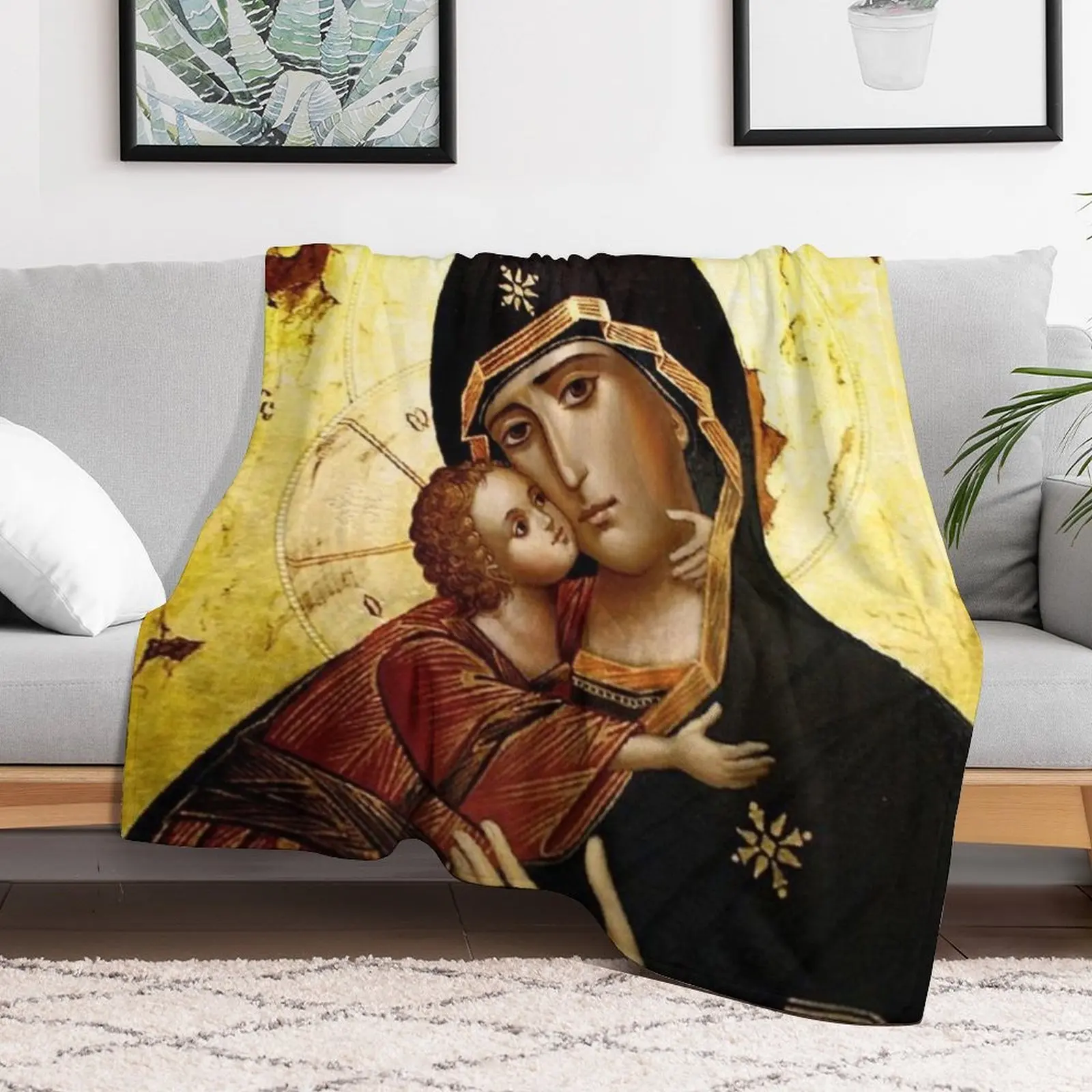 Virgin Mary, Theotokos, Mother of God, God-bearer Throw Blanket Fashion Sofas wednesday Blankets