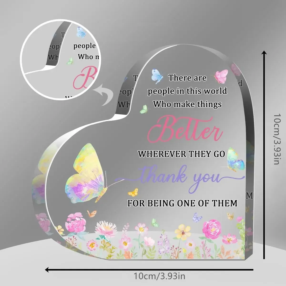 Heart Acrylic Plaque Thank You Floral Butterfly Table Decor Gift,People Who Make Things Better Heart Shaped Acrylic Sign Keepsake