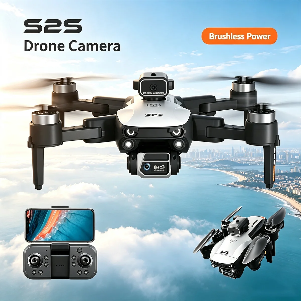 New S2S Mini Drone 4K Professional Dual Cameras Security UAV Obstacle Avoidance Brushless Motor Foldable RC Quadcopter Kid Gifts