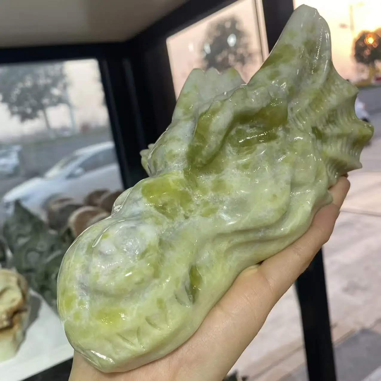 

Natural phoenix jade crystal quartz carved dragon head, energy gemstone, spiritual healing, home decoration, demagnetization div